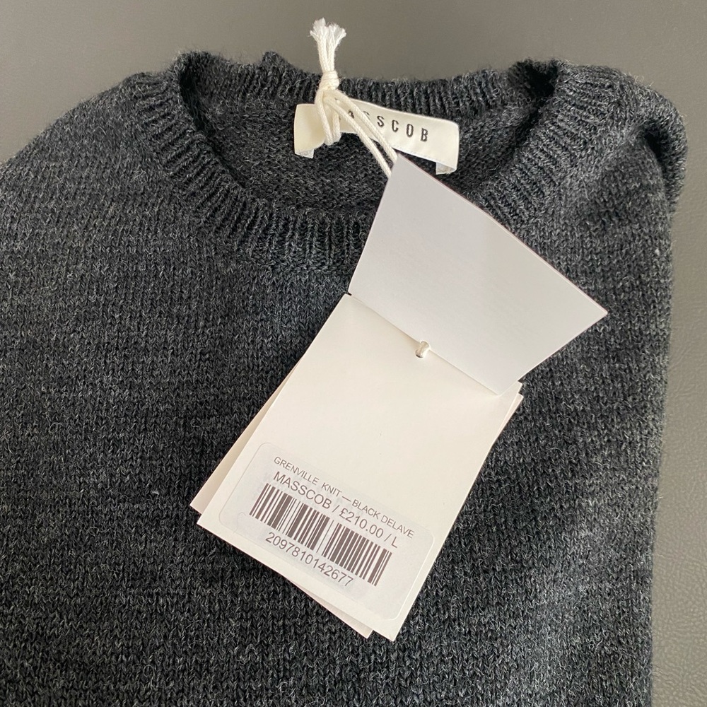 Masscob Grenville Knit Black Delave Sweater NEW - Picture 2 of 4